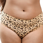 Leopard print Charmella Hipster Panty on a blurred background