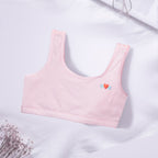 Pink Charmella Slip-On Bra with heart designs.