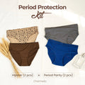 Period protection kit with four pairs of panties